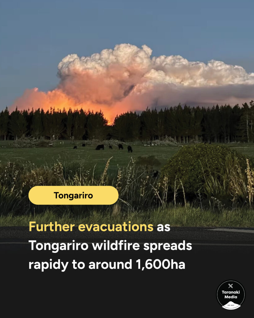 Watch: Tongariro wildfire surges past 1000ha, causing evacuations and closures - Taranaki Media tongariro updated - Taranaki Media