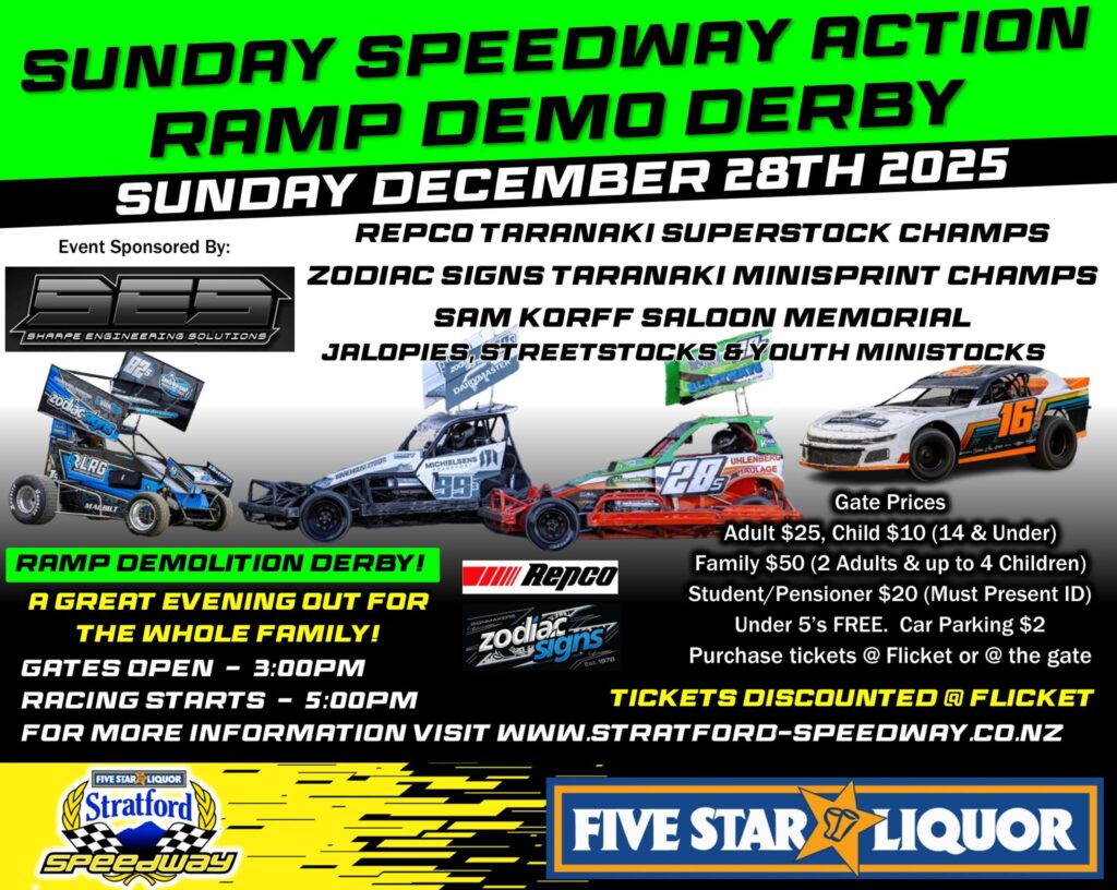 Ramp demolition derby on tonight at Stratford Speedway with 26 derby cars in the line-up - Taranaki Media 605535958 1317299003747552 6464897662627062728 n - Taranaki Media